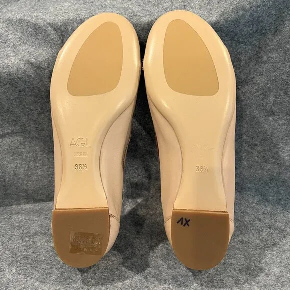 AGL Monika Cap Toe Ballet Size 38.5 8.5 NWOB Beige Black Patent - Picture 3 of 5